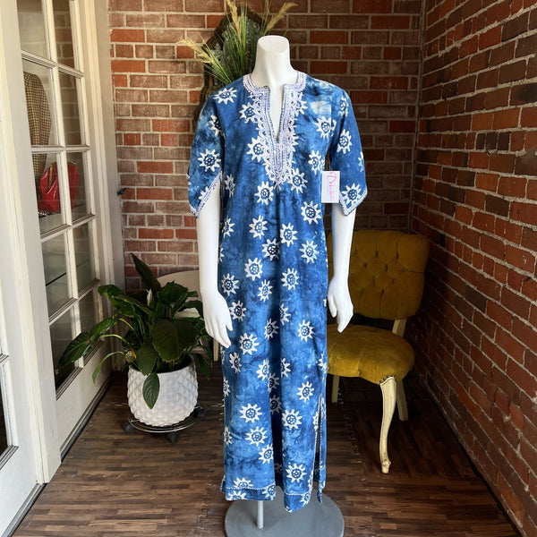 1970s Blue and White Caftan