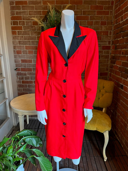 1980s Christian Dior Red and Black Dress