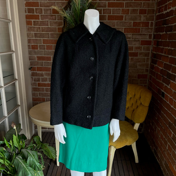 1960s Black Boucle Collared Jacket