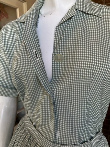 1950s Deadstock Green Gingham Set