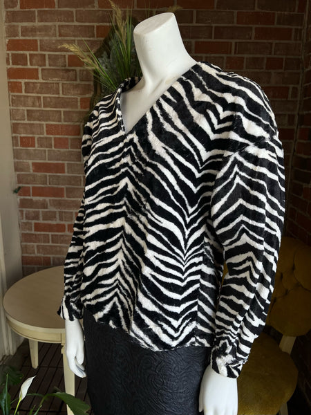 1960s Velour Zebra Print Top
