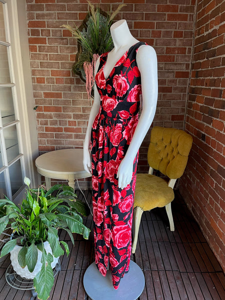 1970s Lilli Diamond Roses Jersey Dress