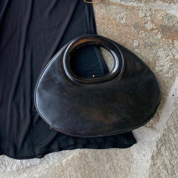 1960s Black Mod Oval Handbag