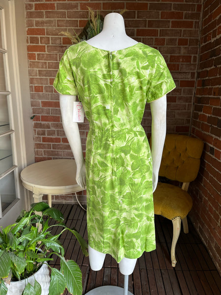 1960s Abstract Green Wiggle Dress