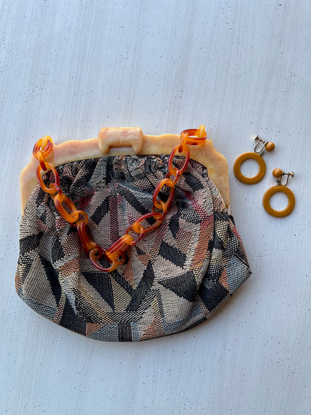 Vintage Bakelite Caramel Hoop Earrings