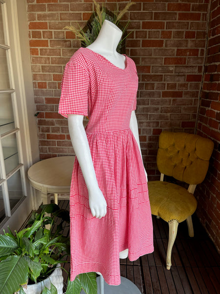 1950s Red Gingham Dress AS IS