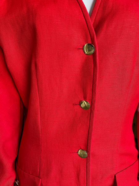 1980s Miss O by Oscar de la Renta Red Dress
