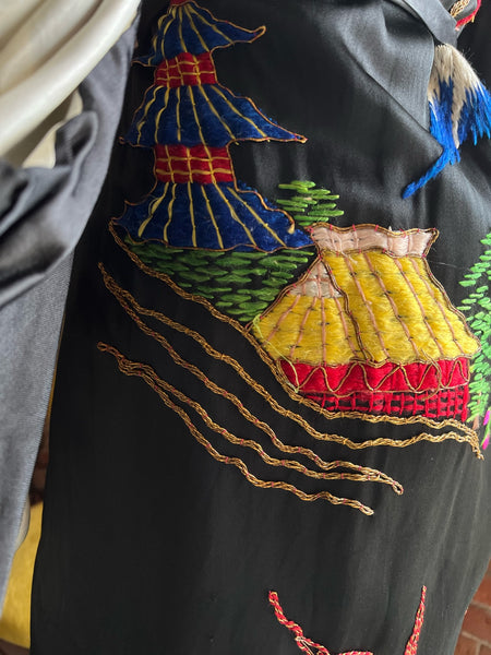 Vintage Japanese Gold Embroidered Kimono Robe