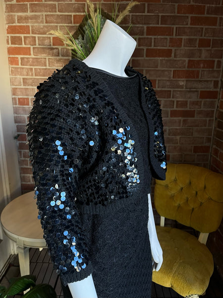 1950s Black Paillette Cardigan