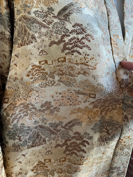 1950s Gold Jacquard Asian Print Jacket