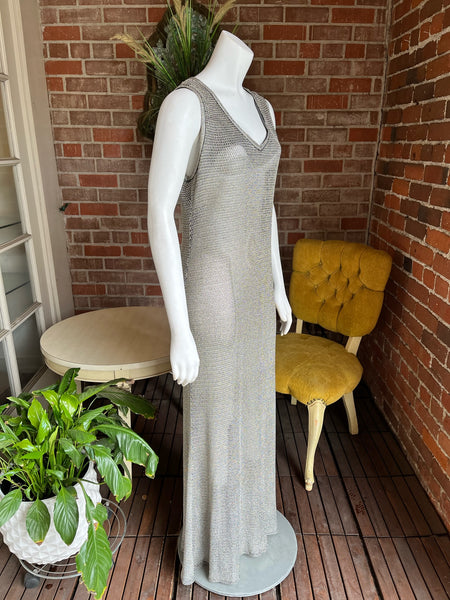 1990s Silver Metallic Mesh Dress