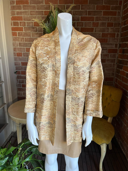 1950s Gold Jacquard Asian Print Jacket