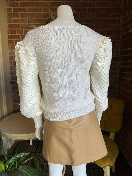 1980s White Paillette Sweater