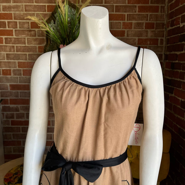 1970s Beige Paisley Shaheen Dress