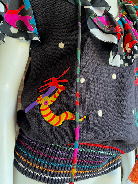 1990s Diane Freis Animal Print Knit Blouse