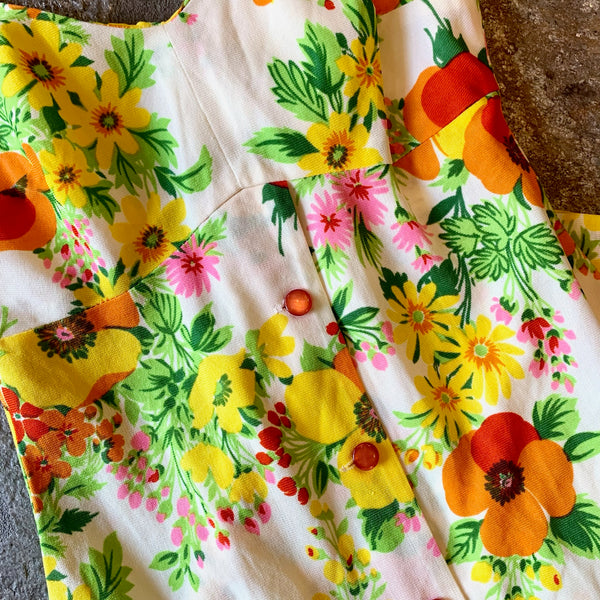 1970s Yellow Floral Maxi Dress