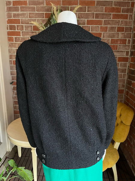 1960s Black Boucle Collared Jacket