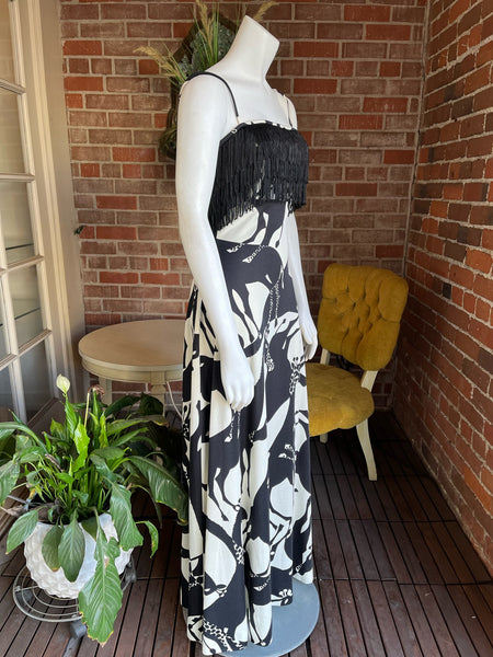 1970s Alfred Werber Fringe Giraffe Dress
