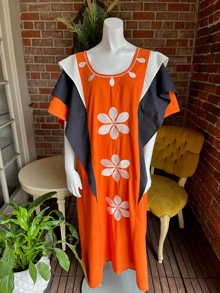 Orange and Black Cotton Caftan
