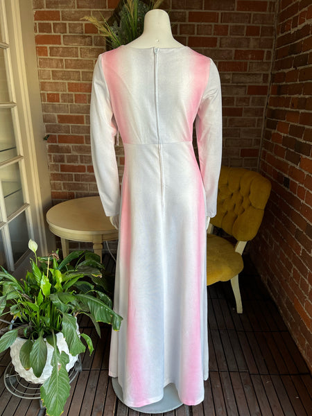 1970s Pink & Silver Ombre Jersey Dress