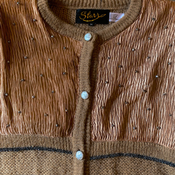 1980s Mohair and Plisse Caramel & Copper Sweater