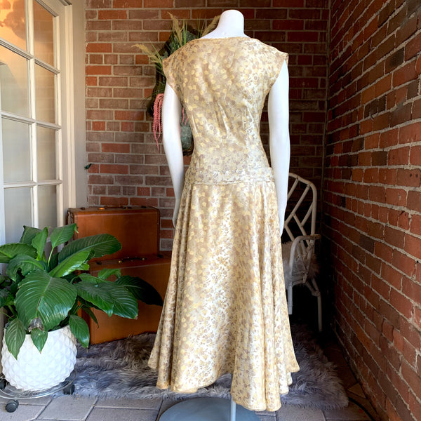 1960s Parisian Gold Brocade Dress