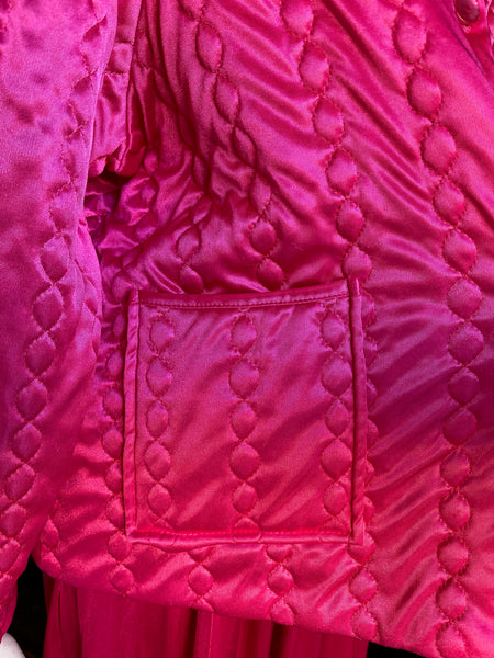 Vintage Hot Pink Quilted Bed Jacket