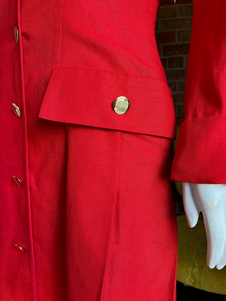 1980s Miss O by Oscar de la Renta Red Dress