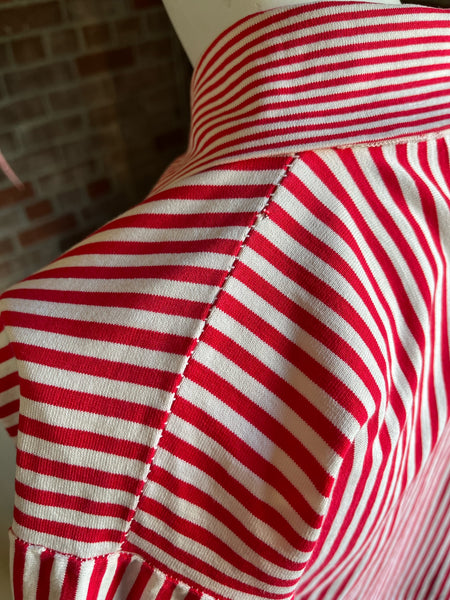 1950s Red & White Striped Pullover Top