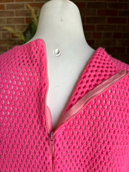 1960s Hot Pink Mesh Dress