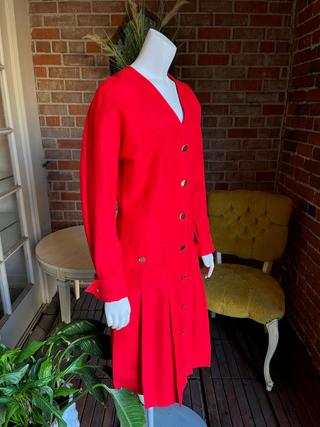 1980s Miss O by Oscar de la Renta Red Dress