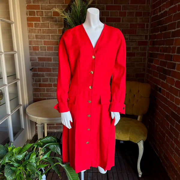 1980s Miss O by Oscar de la Renta Red Dress