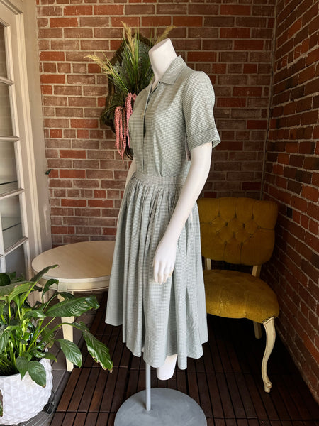 1950s Deadstock Green Gingham Set