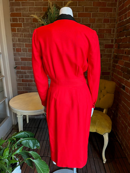 1980s Christian Dior Red and Black Dress