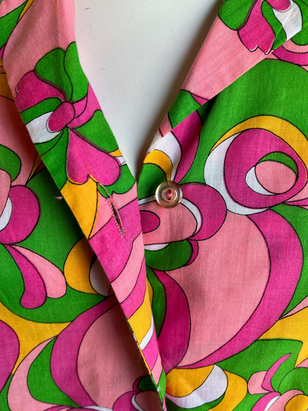 1960s Pink Psychedelic Deadstock Blouse