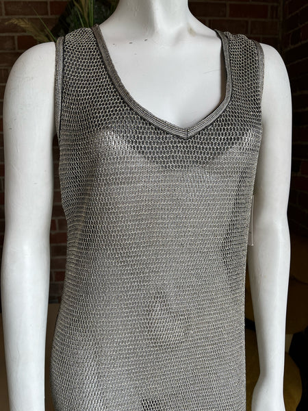 1990s Silver Metallic Mesh Dress