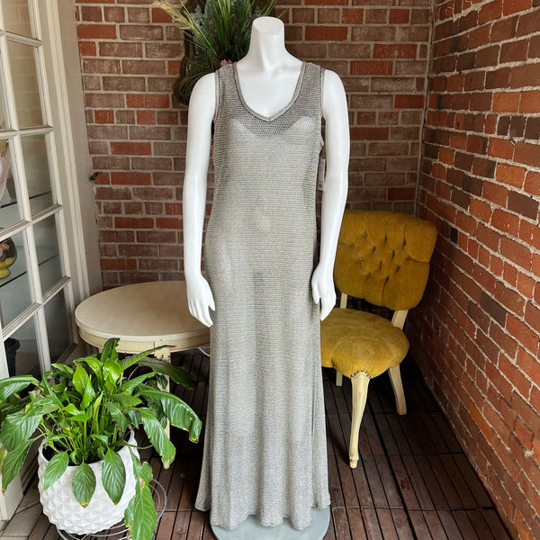 1990s Silver Metallic Mesh Dress