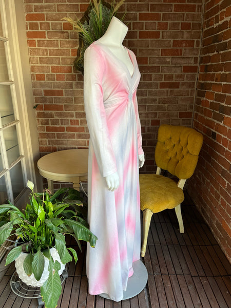 1970s Pink & Silver Ombre Jersey Dress