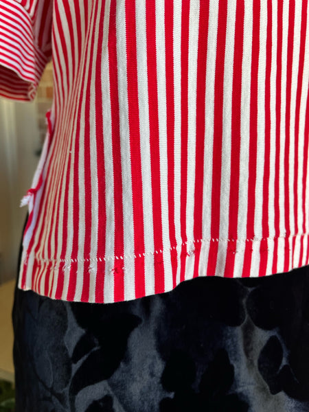 1950s Red & White Striped Pullover Top