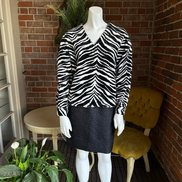 1960s Velour Zebra Print Top