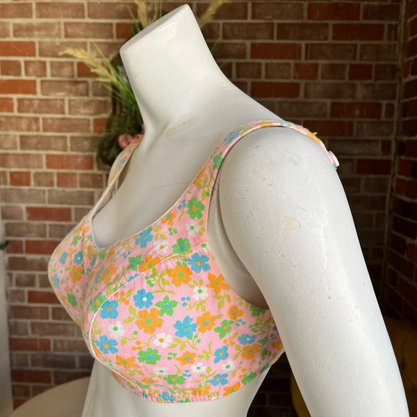 1960s Floral Bikini Top