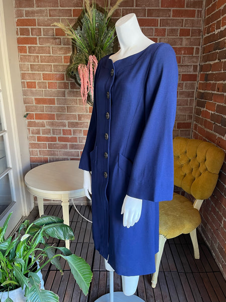 1990s Yves Saint Laurent Navy Blue Dress