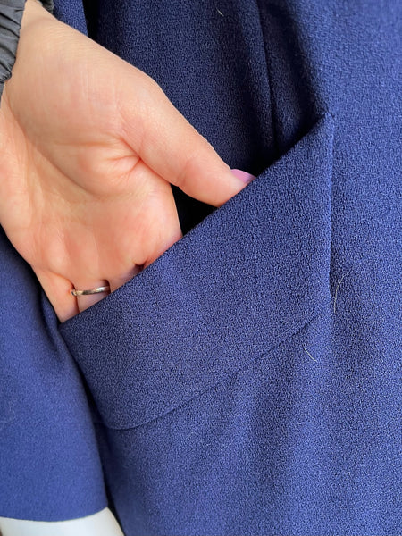 1990s Yves Saint Laurent Navy Blue Dress