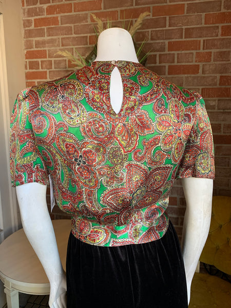 1940s Paisley Cropped Blouse