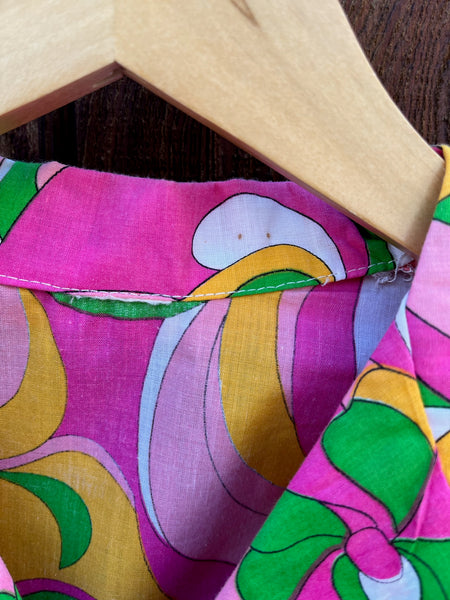 1960s Pink Psychedelic Deadstock Blouse