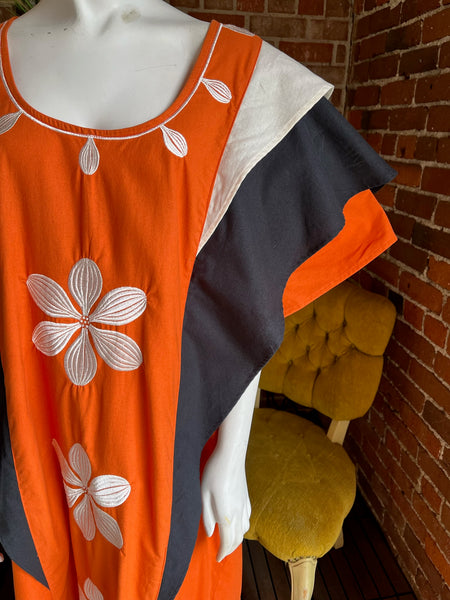 Orange and Black Cotton Caftan