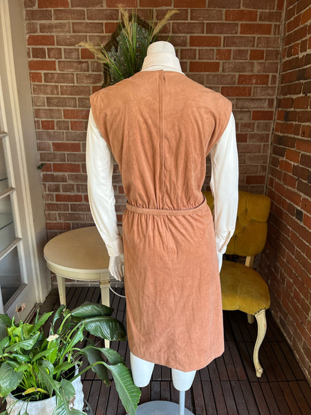 1970s Suede V-Neck Pinafore Dress