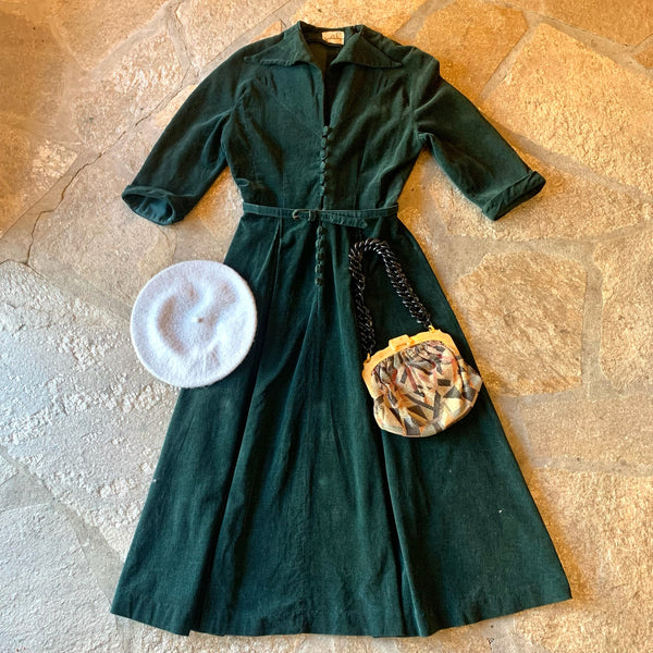 Late 1940s Jonathan Logan Corduroy Dress