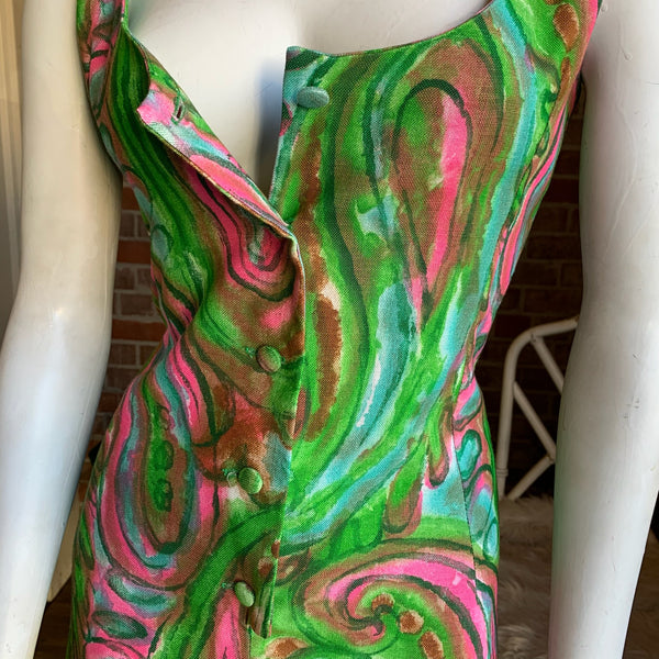 1960s Paisley Shift Dress