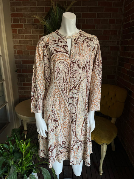 1970s Paisley Gold Lurex Lamé Dress